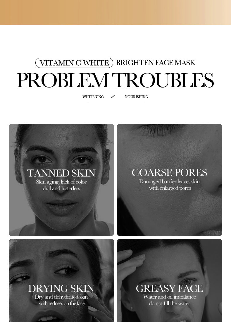 VC Whitening Mask BIOAOUA Vitamin C Hydrating, moisturizing, and brightening skin tone cross-border wholesale