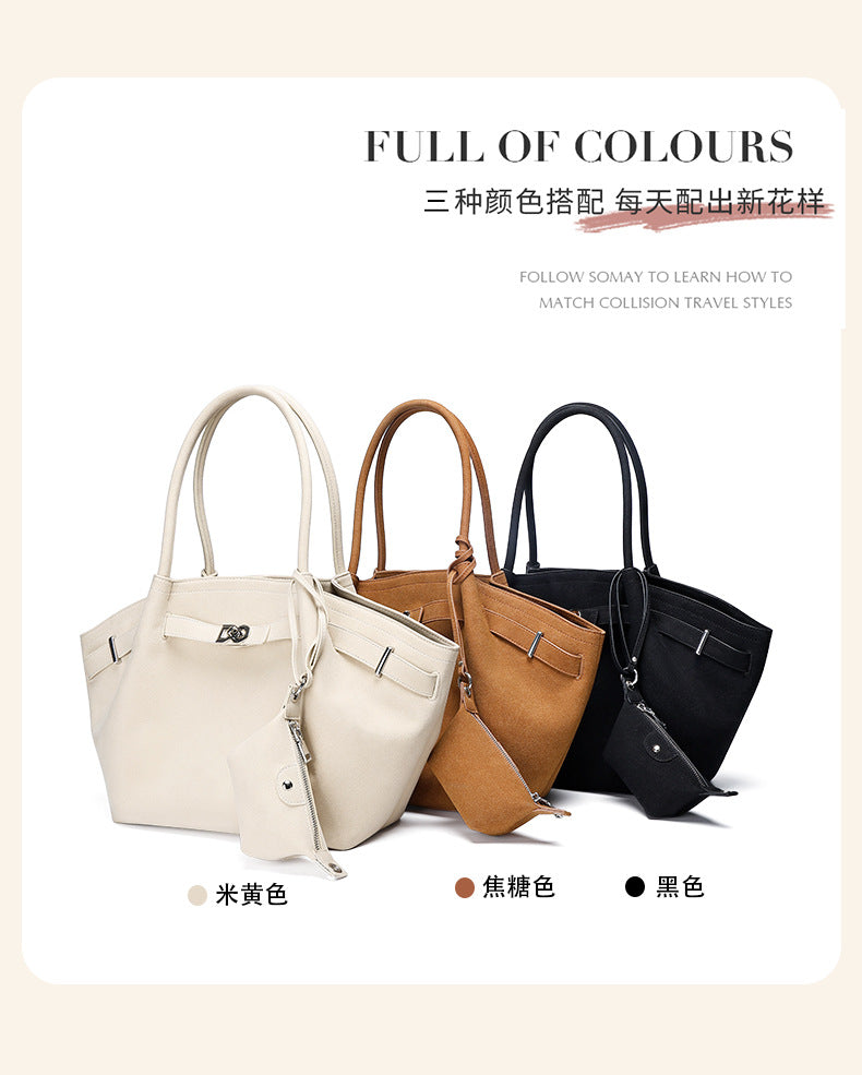 European and American Fashion High-End Handheld Tote Bag for Women New Versatile Trendy Pleated Stylish Single Shoulder Crossbody Bag