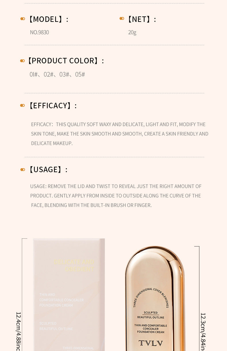 Eraser Double-ended Foundation Cream20g Concealer Moisturizing Long-lasting Makeup Removal Matte Lightweight Foundation