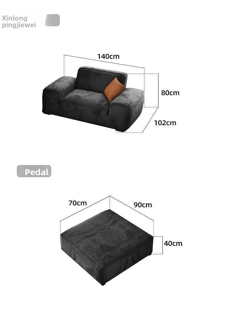 Aweiqi Big Black Cow Fabric Sofa Tofu Block Straight Row Living Room Wash-Free Cat Scratch Fabric Matte Chenille Velvet Sofa
