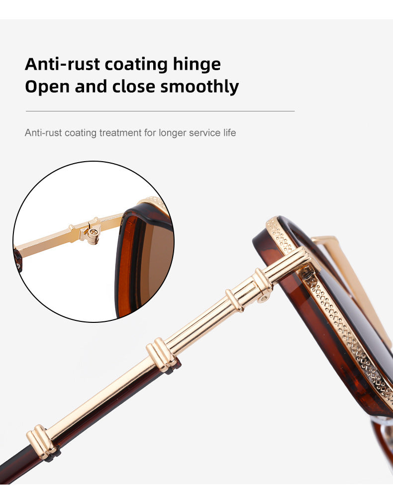 Vintage Double Bridge Square Frame Men's Sunglasses Outdoor Hiking Trendy Sunglasses Sun Protection Glasses Wholesale shades