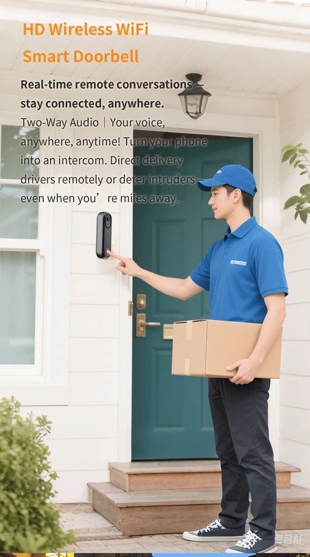 Intelligence Z80Doorbell for Home Use Low Power Consumption Wireless wifi Video Doorbell HD Night Vision Surveillance Doorbell with Ding Dong