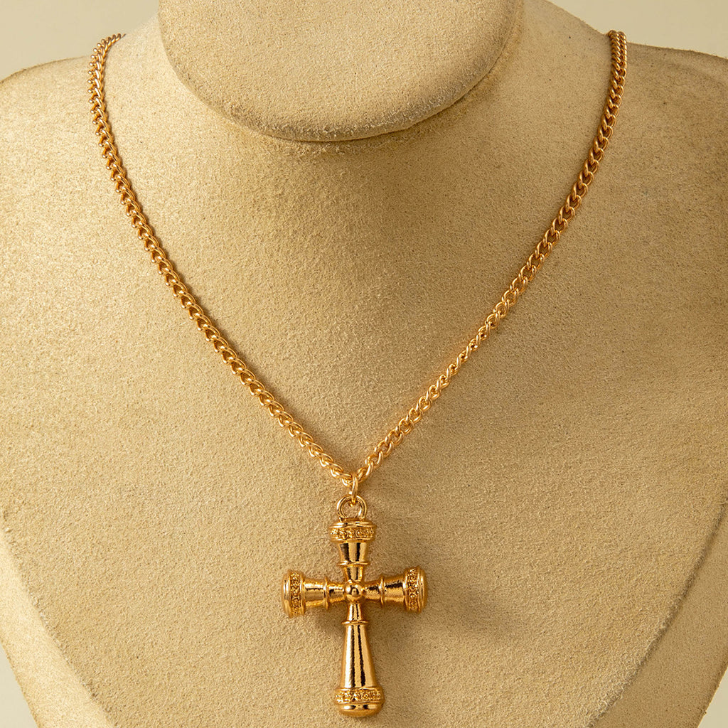 European and American Retro Hollow Diamond Cross Pendant Necklace Gothic Style Black Layered Wear Y Type Necklace