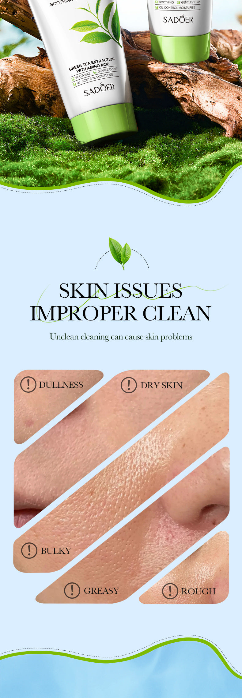 Facial Cleanser150g SADOER Green Tea Cleansing Peach Moisturizing Cleanser  Wholesale