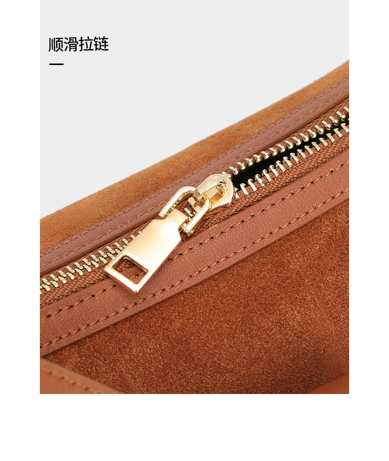 European and American New Style Deer Antler Leather Bag Single Shoulder Underarm Bag Light Luxury Fashion Women's Bag Genuine Leather Crossbody Women's Bag Niche Large Capacity