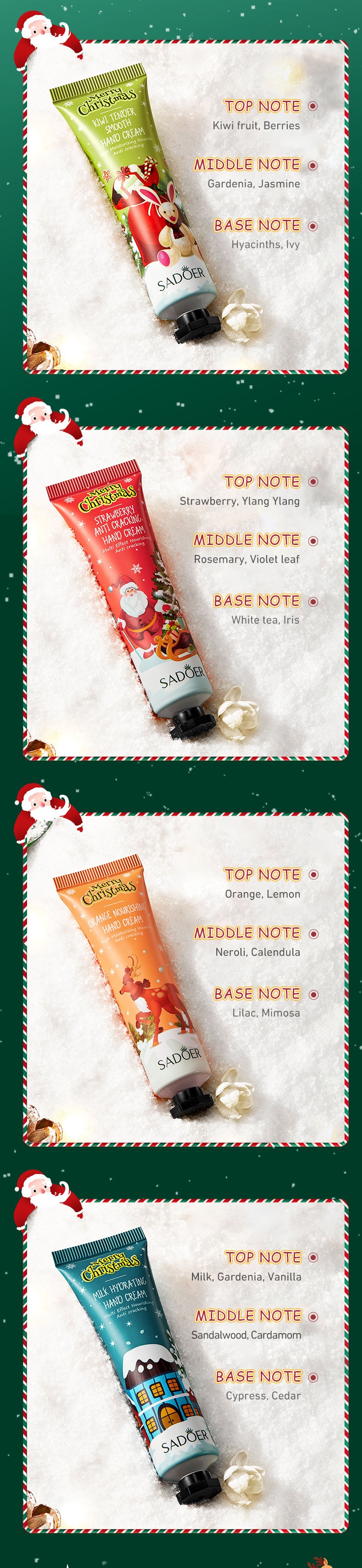 Christmas Moisturizing Anti-Chapped Hand Cream Five-Piece Set SADOER Autumn and winter hand cream  foreign trade wholesale