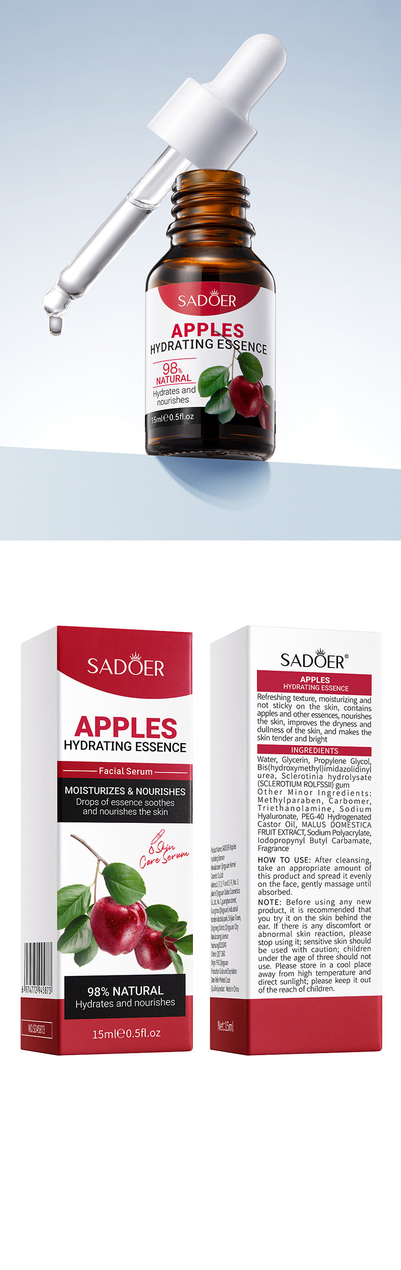 Fruit Essence15ml  Apple Plant Moisturizing and Hydrating Export Manufacturer Wholesale