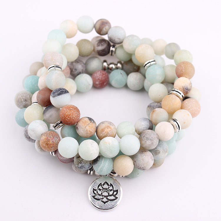 108Pink Quartz Bracelet Lotus Pendant Necklace Bracelet Buddhist Bead Necklace Factory Direct Sale