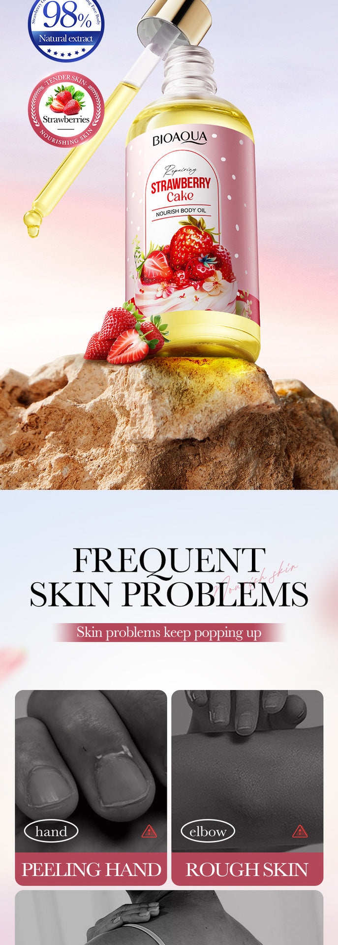 Strawberry Cake Nourishing Body Oil BIOAOUA Moisturizing skin essence  foreign trade wholesale