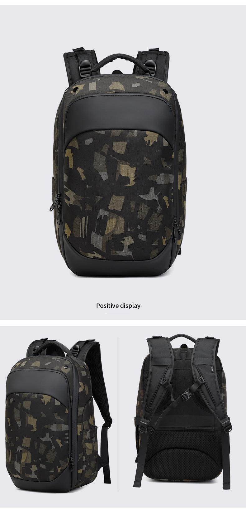 OZUKO Business Backpack for Men, Double Shoulder Laptop Bag, Waterproof, Large Capacity, Commuter School Bag, College Student Trendy Brand, High-End Feel