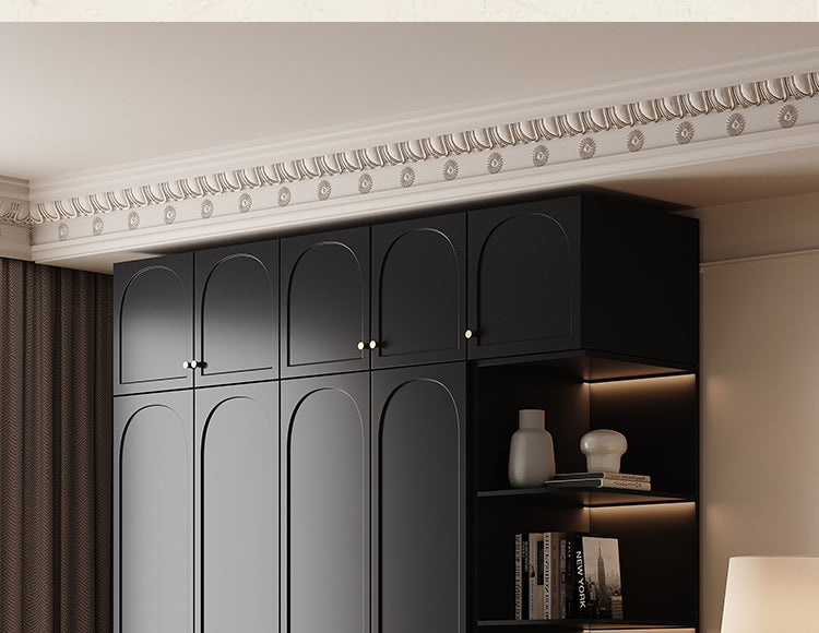 French Retro Style Black Wardrobe Modern Simple Small Apartment Light Luxury Internet Celebrity Closet Storage Cabinet Bedroom Economical Type