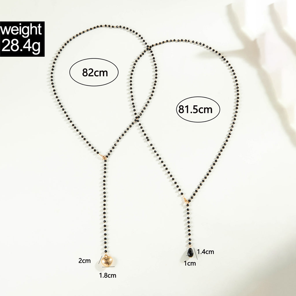 European and American Fashion Jewelry Beaded Tassel Double Layer Long Necklace Elegant Multi-layer Wear Y Type Necklace Ornament