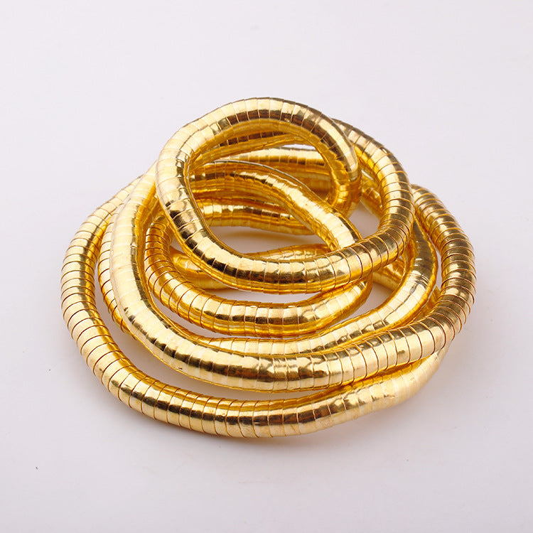 Wrapped Snake Necklace Without Head and Tail90cm White K Iron-plated Irregular Snake Year Necklace Flexible Bendable Snake Bone Necklace