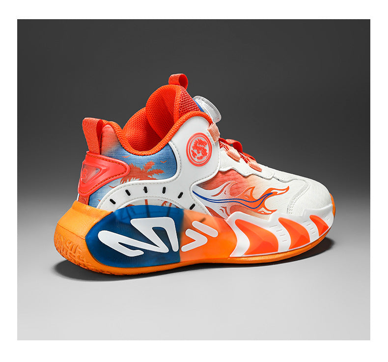 Chinese Style Girls' Shoes2025Autumn New Mesh Breathable Running Sports Shoes Children's Anti-Slip Wear-Resistant Basketball Shoes