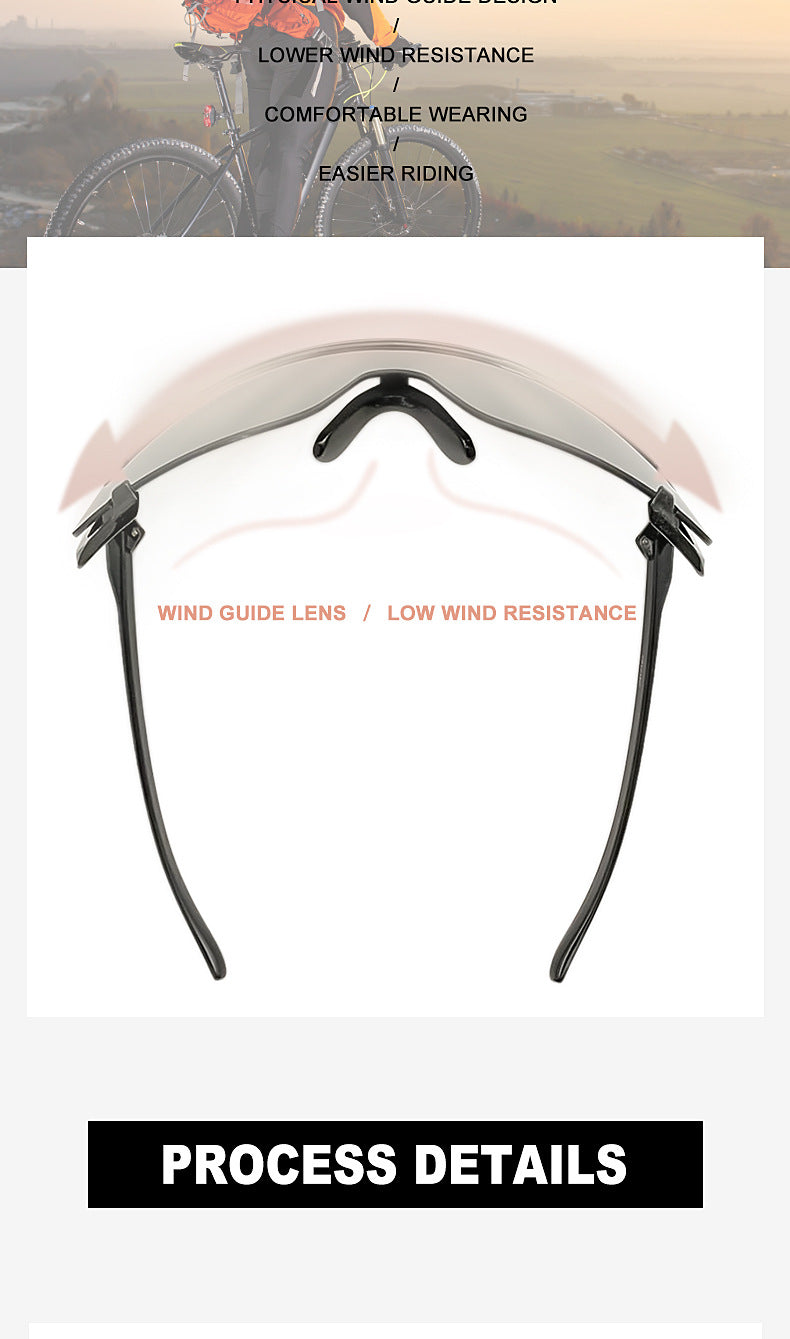 Colorful Cycling Sports Sunglasses for Men17183One-piece Windproof Frame Sunglasses for Men Trendy Sun Protection Glasses