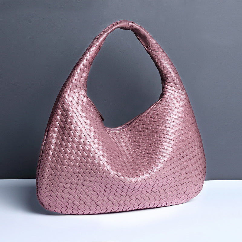 European and American New Crescent Women's Bag Fully Handwoven Handheld Dumpling Bag Fashionable Versatile European and American Style Single Shoulder Underarm Bag