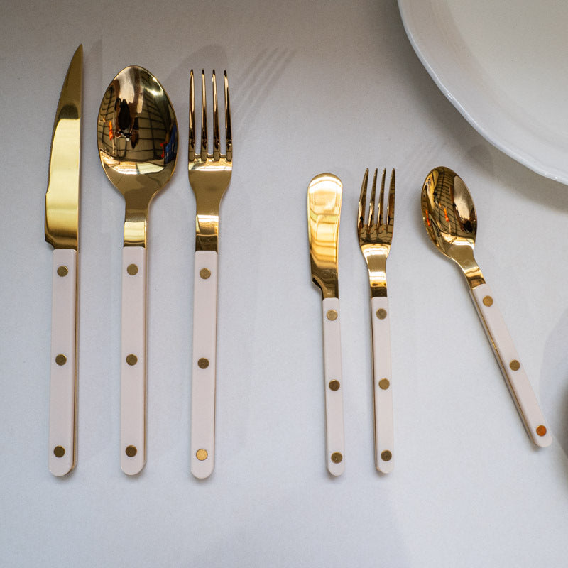 Stainless Steel Knife, Fork, and Spoon Three-Piece Set ins Wind Tableware Set Knife and Fork Cream Style Steak Western Knife and Fork Set