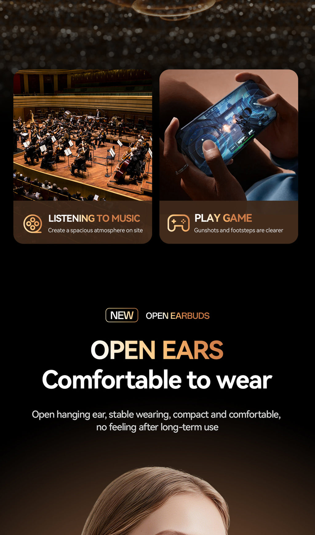 M142Popular OWS Open-type ultra-long battery life high-quality sound over-ear digital display wireless Bluetooth headphones