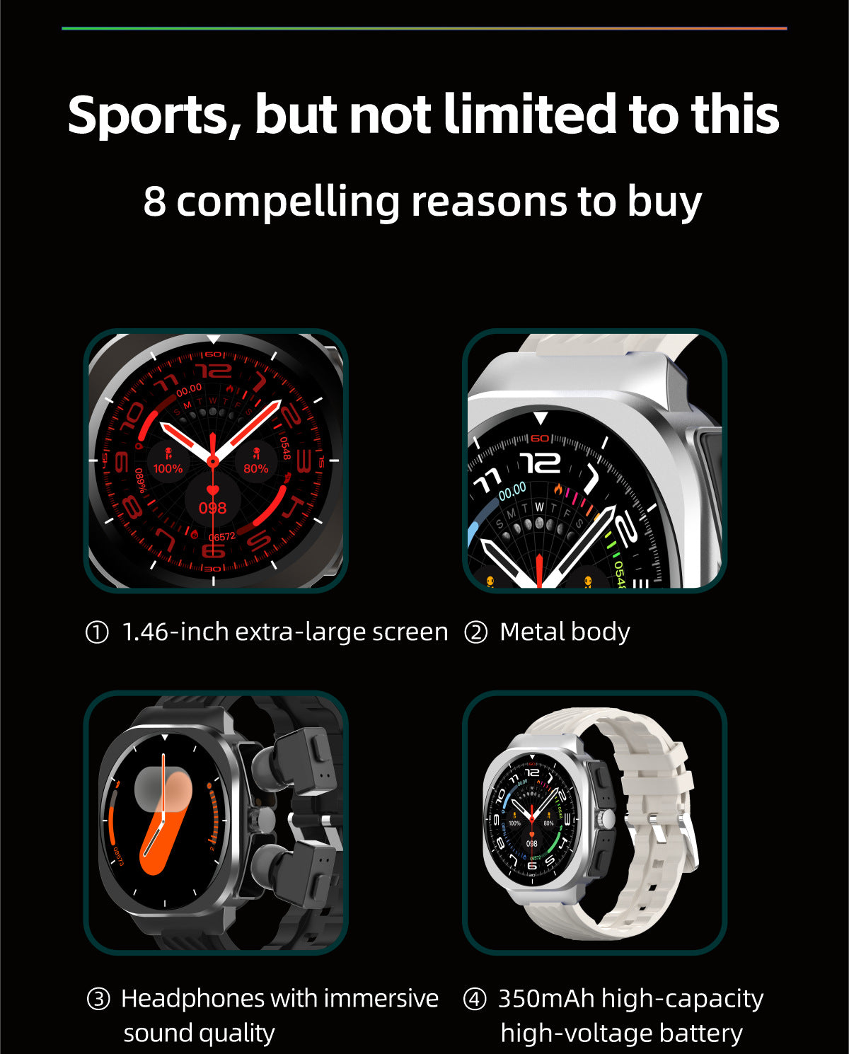 AIMB-Z19Smart Watch Bluetooth Call True Heart Rate Step Count Sleep Monitoring Hidden Earphones Sports Three-Proof