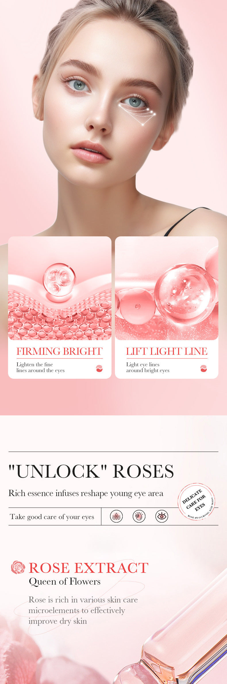 BIOAOUA Rose Hyaluronic Acid Moisturizing Eye Mask Hydrating and Moisturizing Eye Mask Wholesale