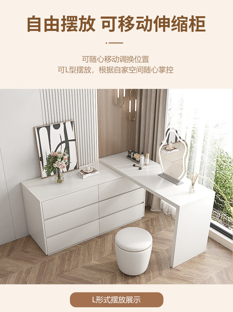 Custom Light Luxury Dressing Table Bedroom Small Apartment Modern Simple Skin Feel Gray Makeup Table Integrated Cabinet Makeup Desk Minimalist