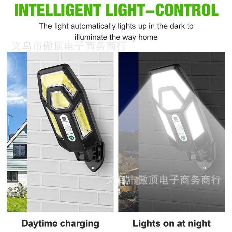 New Solar Wall Light Outdoor Human Body Sensing Street Light Waterproof Garden LED Garden Landscape Light Remote Control