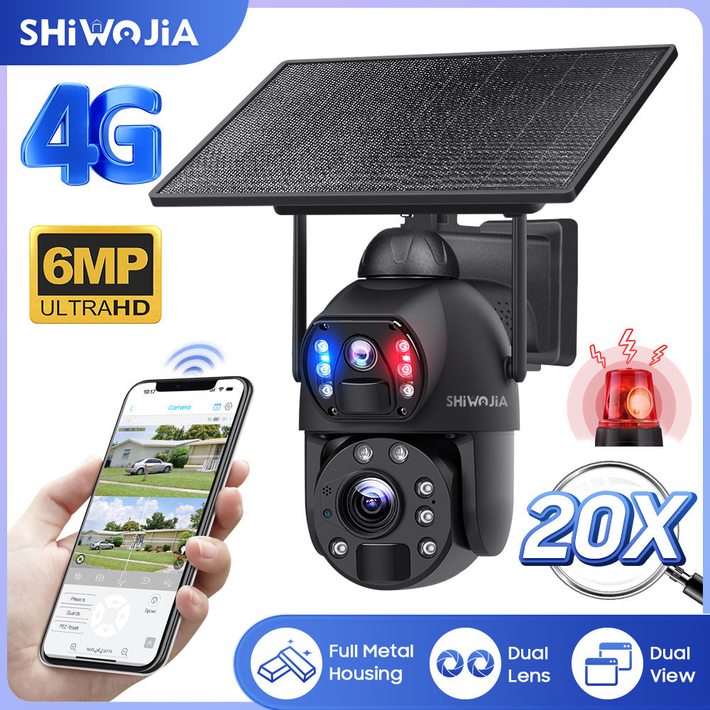 Factory Private Model600Wan HD Solar Camera Full Metal Farm20Night Vision Dual Lens Camera