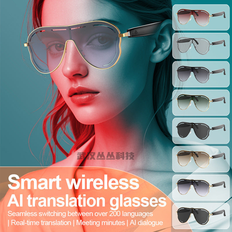 AI Translation Smart Bluetooth Glasses Sunglasses Sports Bluetooth Smart Audio Headphones Glasses Fashion Sunglasses