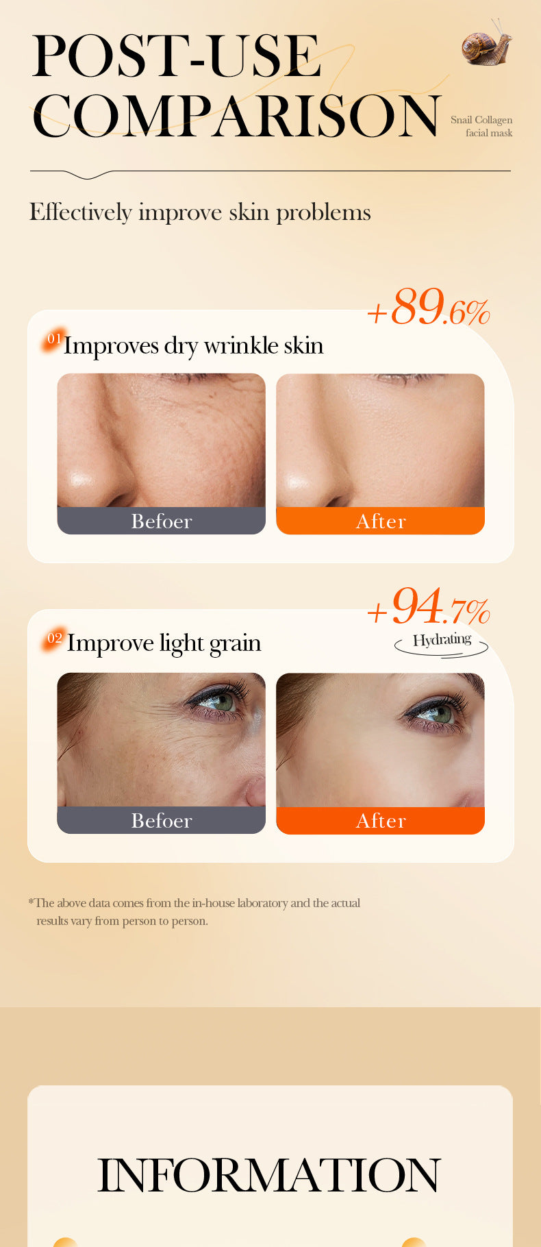 Snail Face Mask SADOER Collagen anti-wrinkle firming delicate skin mask  wholesale