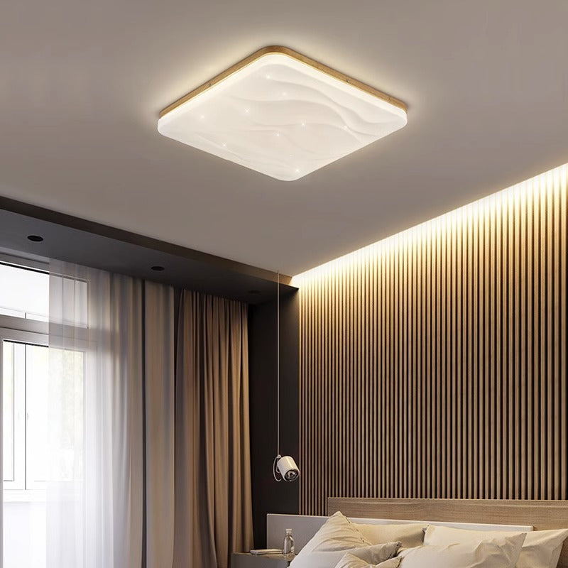 Starry Sky Living Room Lamp Modern Simple Elegant Nordic High-end Ceiling Lamp Japanese Style Living Room Main Lamp Natural Wood Style Lighting Fixture