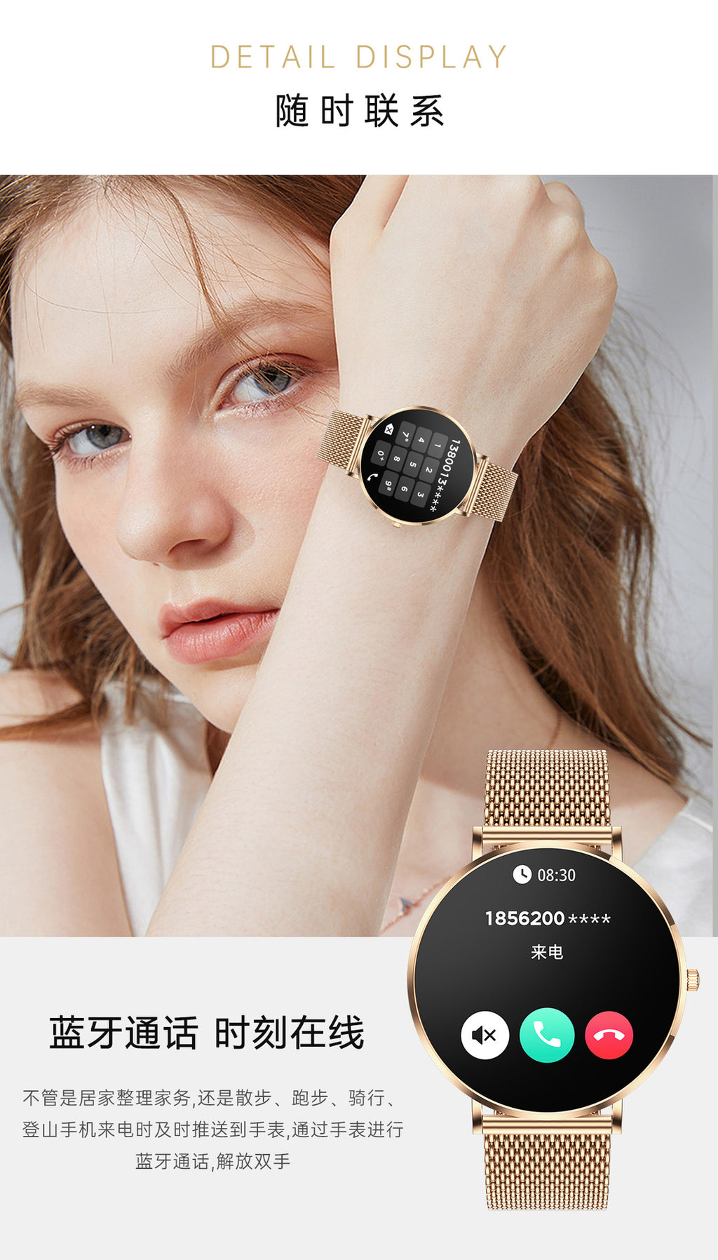 T8 Pro Smart Watch Bluetooth Call True Heart Rate Step Sleep Monitoring IP68Deep Waterproof Women's Sports