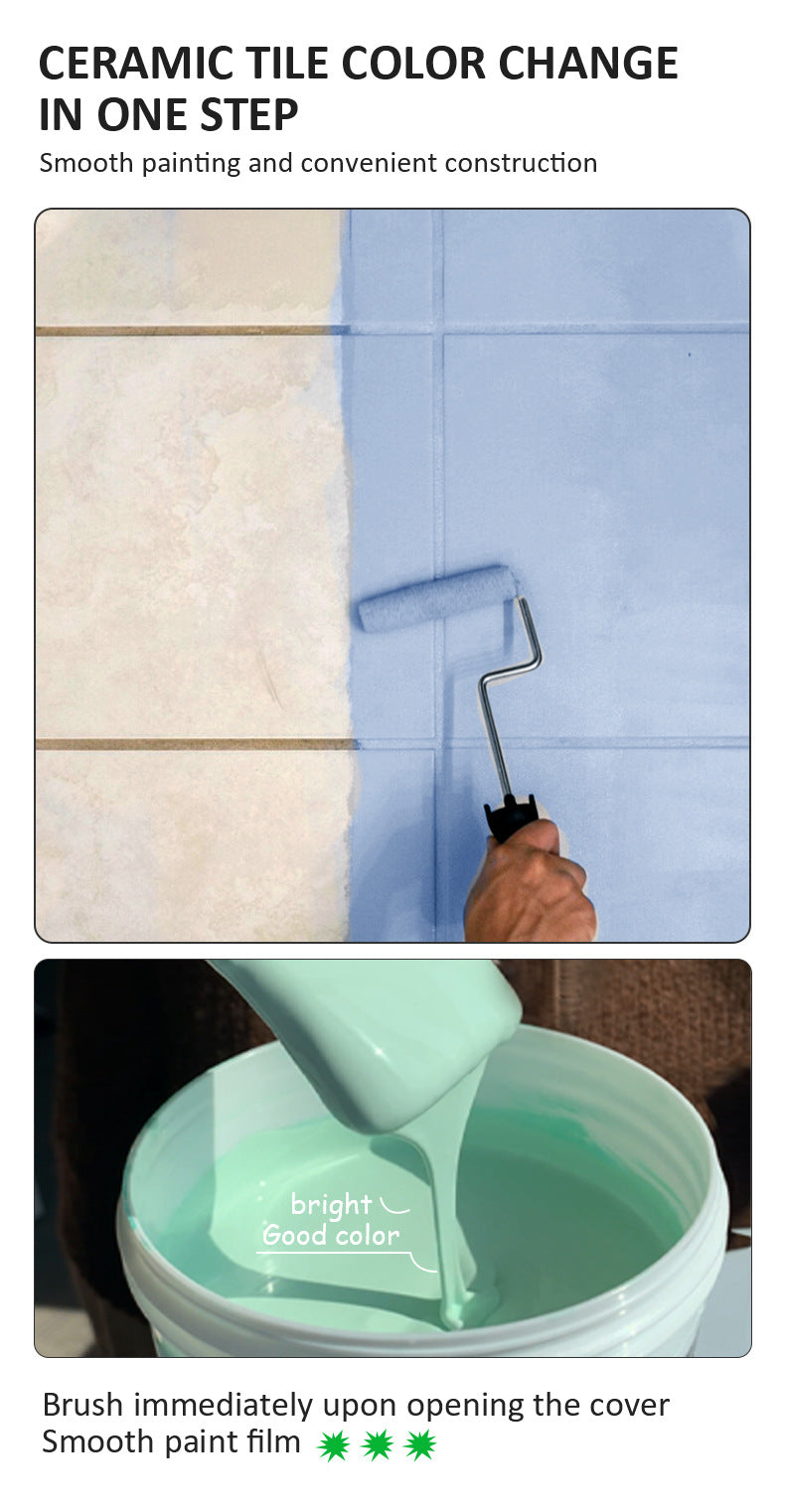 Water-based Tile Paint Bathroom Renovation Color Change Floor Coating Waterproof Wear-resistant Glass Latex Paint Mildew-proof