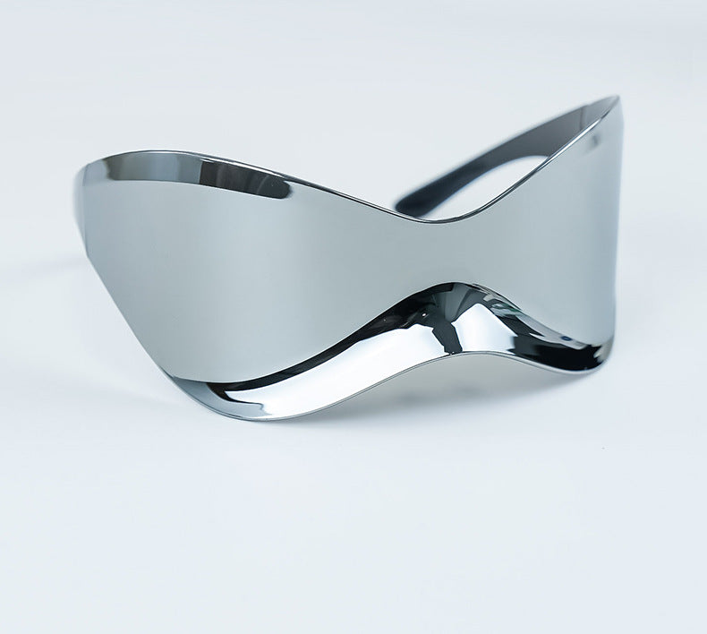 European and American Large Frame Sunglasses for Women, Trendy UV Protection Glasses with a High-End Feel Y2K Millennium Frameless Cycling Sunglasses for Men