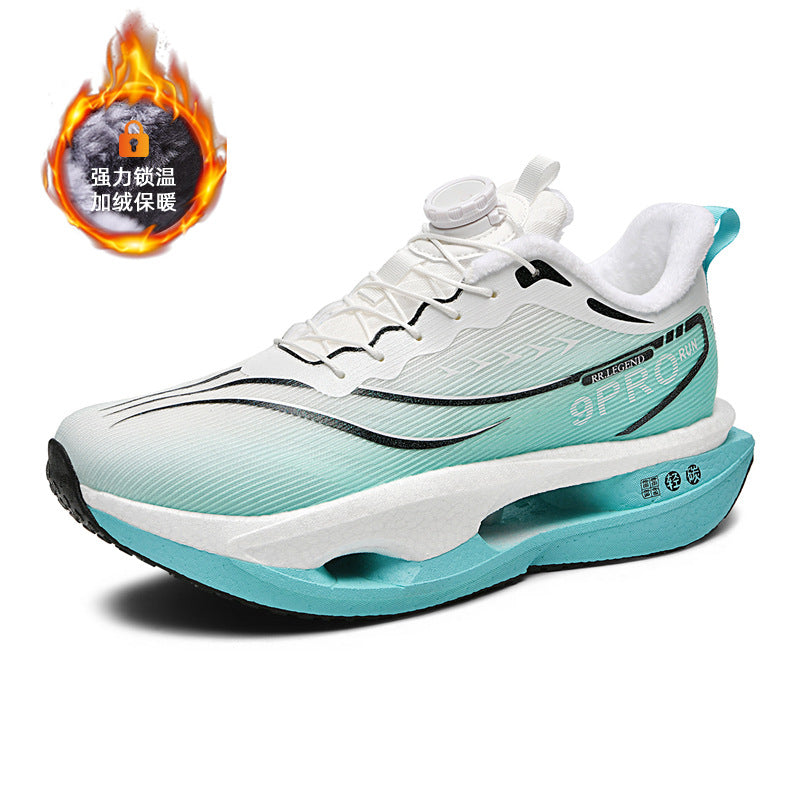 Red Rabbit9pro Winter New Thickened Fleece Warm Men and Women Sports Twist Button Real Carbon Plate Soft Sole Running Shoes