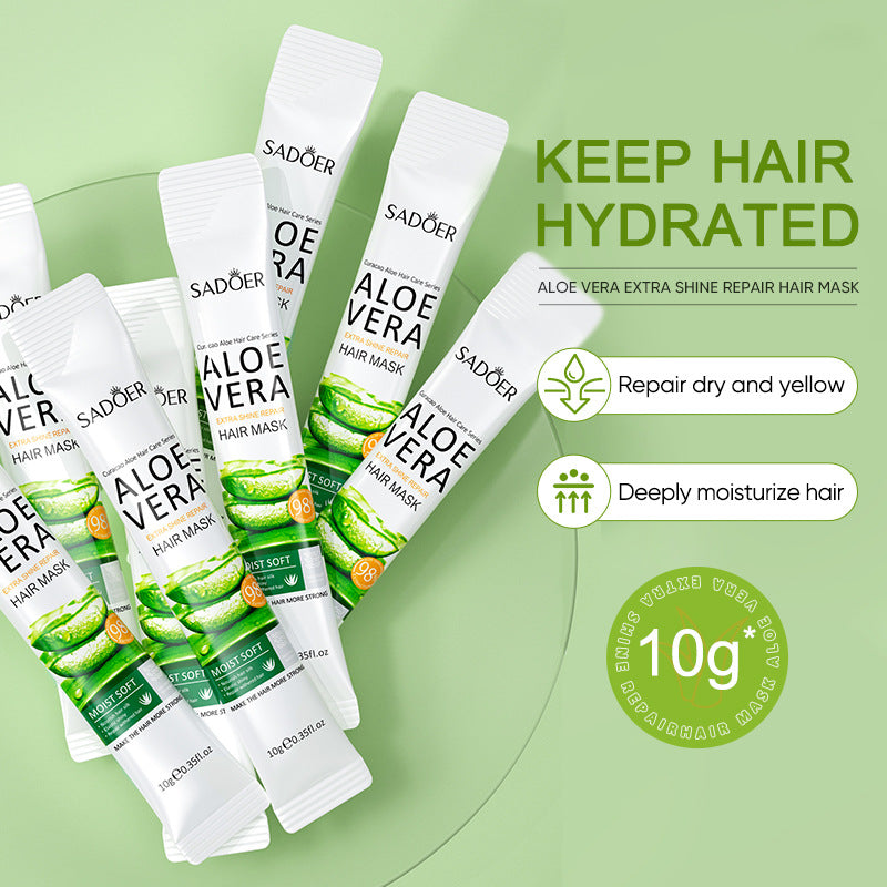 Aloe Vera Hair Mask10g SADOER Smooth and Improve Frizz Portable Cross-Border Wholesale