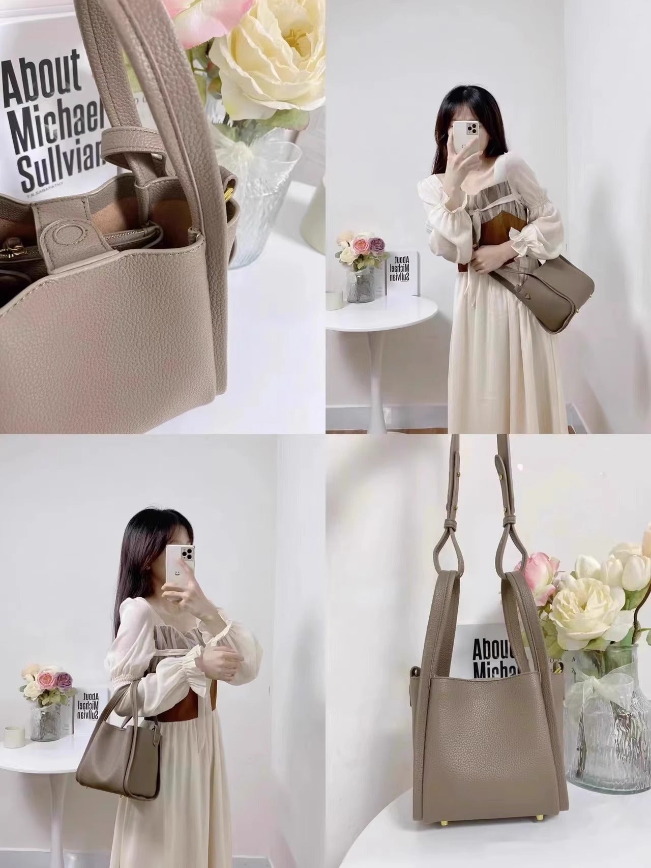 Medium Size Basket Series Women's Bag Top Layer Cowhide Fashion Women's Bag Large Capacity Shoulder Bag Crossbody Handbag Bucket Bag