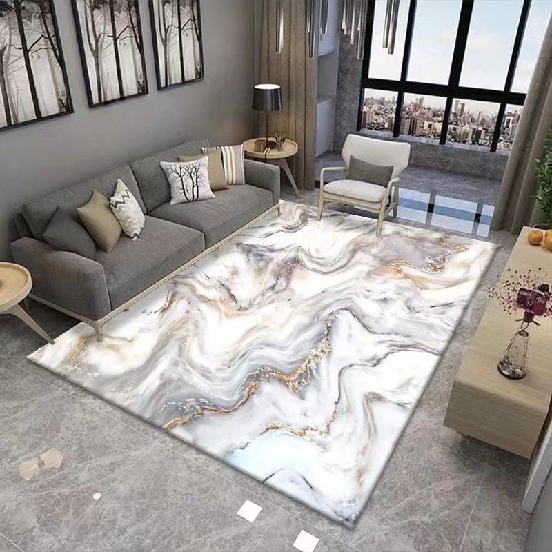 Living Room Carpet Nordic Light Luxury High-End Coffee Table Sofa Cushion Ink Art Style Home Bedroom Bedside Crystal Velvet Carpet