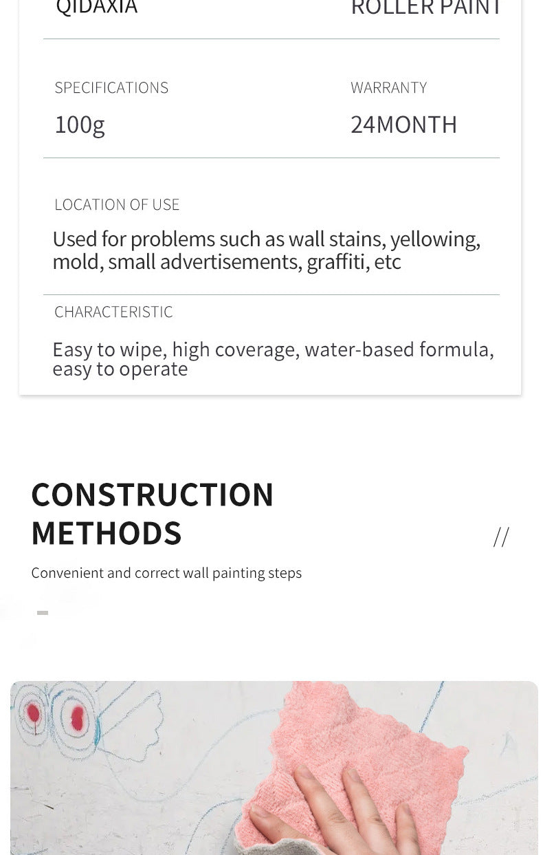 Qixia Colorful Mini Paint Coco Paint Odorless Graffiti Paint Small Roller Paint Wall Small Roller Brush Paint Latex Paint