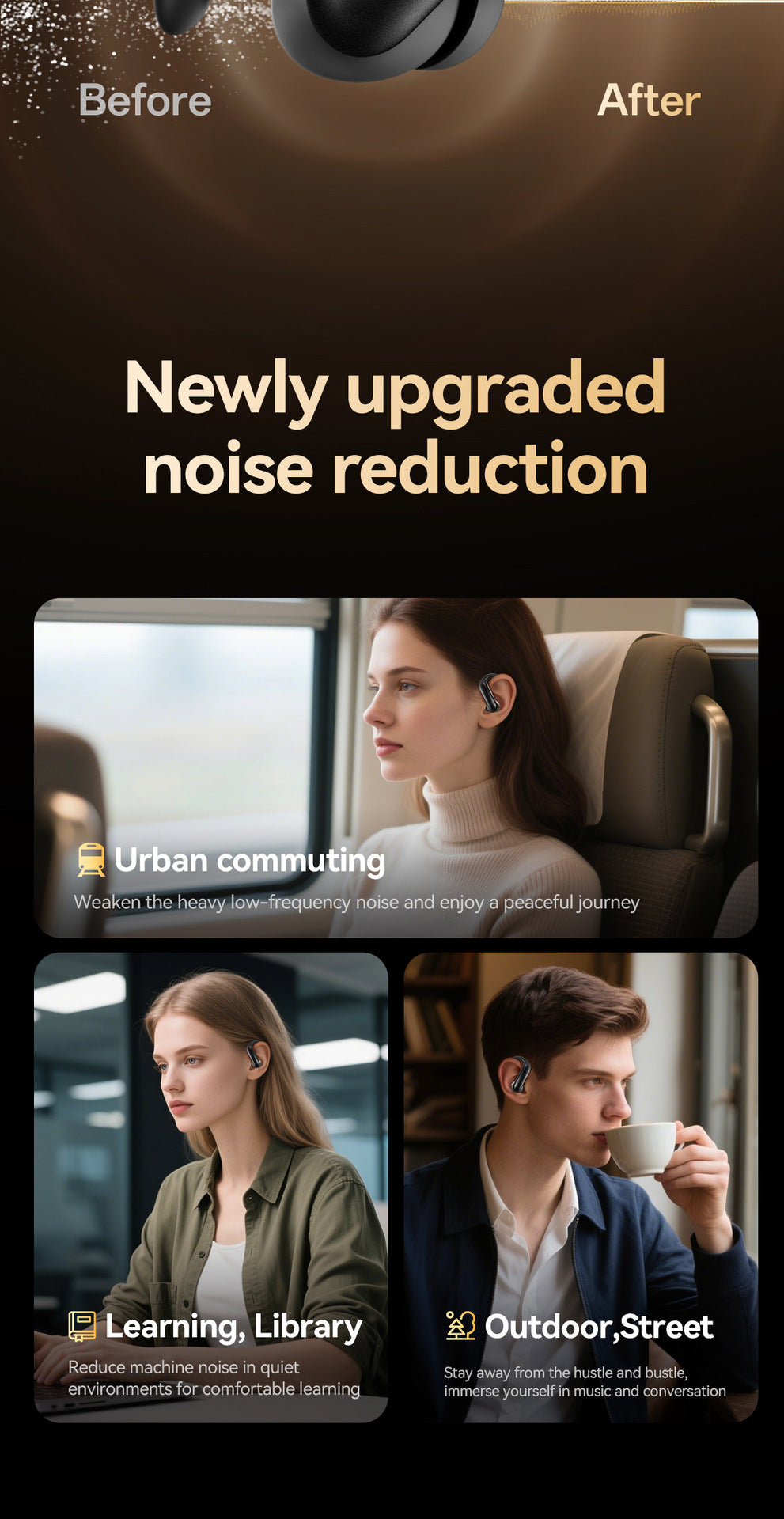 2025New M145Bluetooth ear-hook headphones with digital display OWS In-ear ultra-long battery life earphones private model