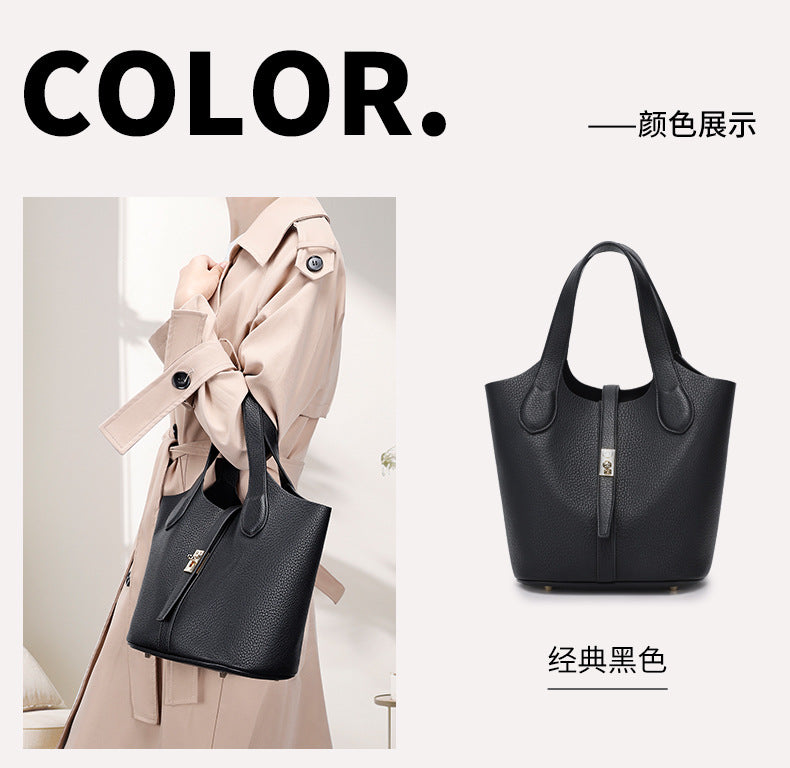 Fashionable Women's Basket Bucket Bag, Single Shoulder Underarm Mommy Versatile Handbag, Bride Wedding Bag