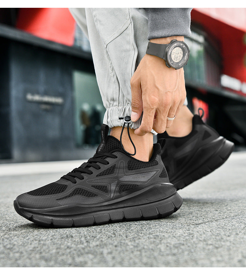 New Thick-Soled Racing Sports Shoes for Middle School Students, High Elastic Running Shoes for Men and Women, Breathable Flyknit Mesh Shoes for Couples