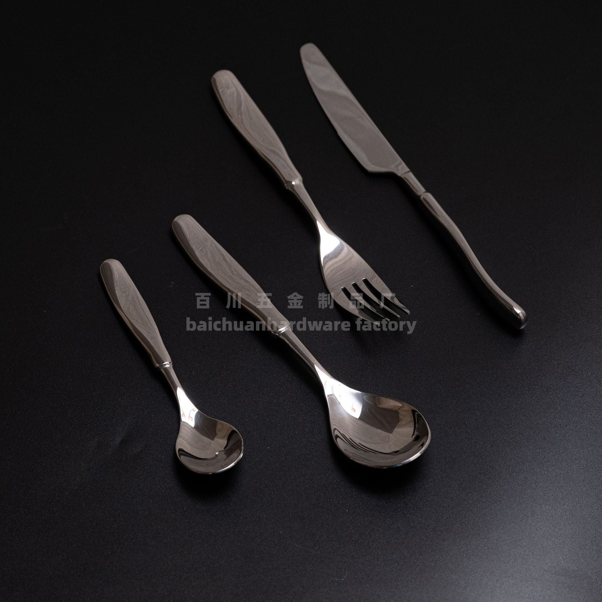 304Stainless Steel Spoon with Thickened Handle, Simple Household Knife, Fork, Spoon, Western Restaurant Supplies, Cutlery Set Wholesale