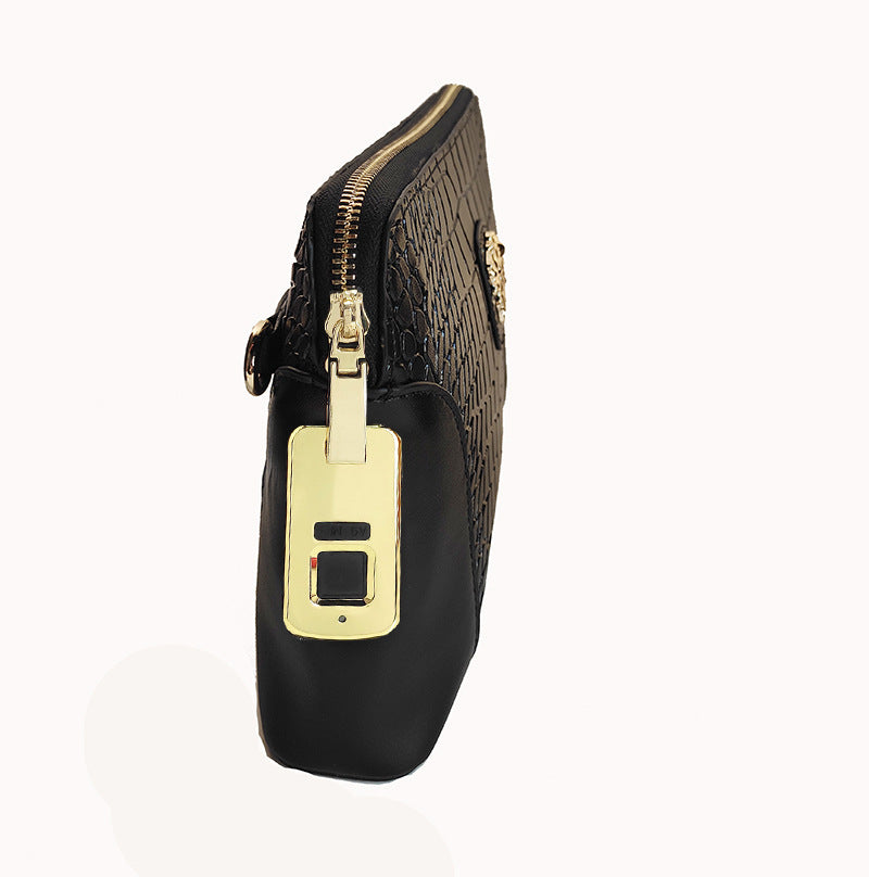 Beginner Handbag Men's Genuine Leather Handheld Smart Fingerprint Unlock Bag Business Large Capacity Clutch Bag