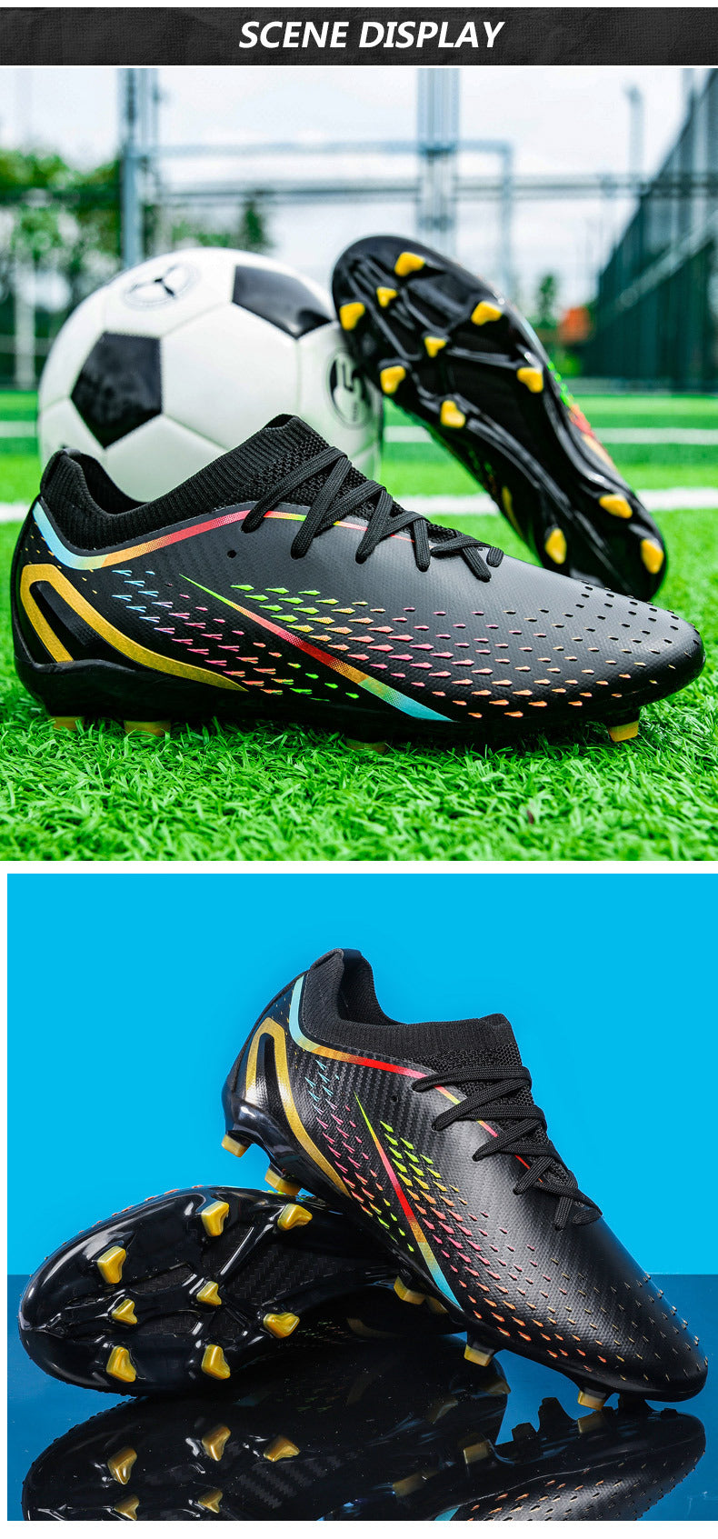 New Style Spike Soccer Shoes for Men, Students, Adults, Grass Training Long Spike Non-Slip Professional Competition Football Shoes