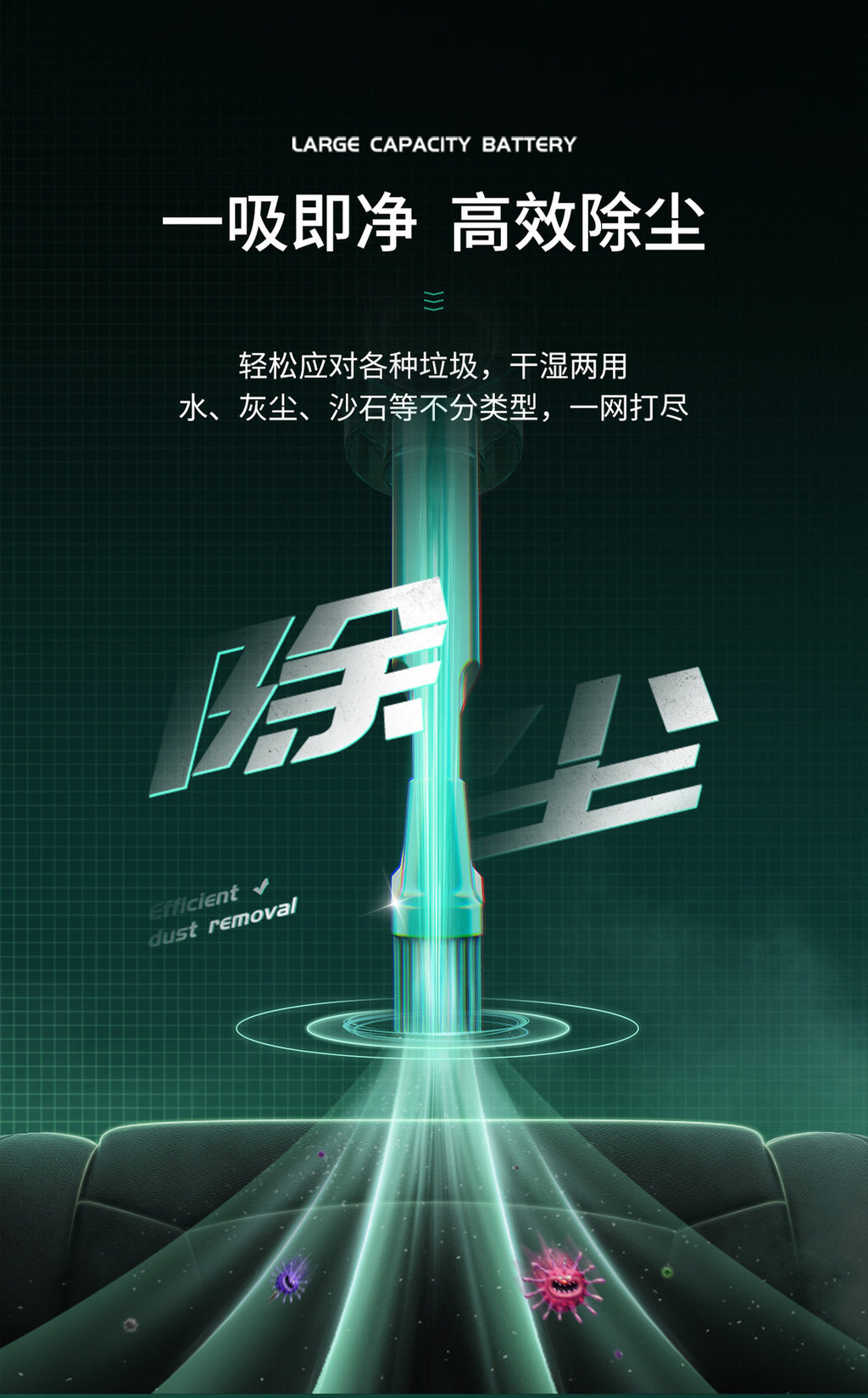 Portable Car Vacuum Cleaner Wireless Charging Handheld Car Home High Power Multifunctional Small Vacuum Cleaner