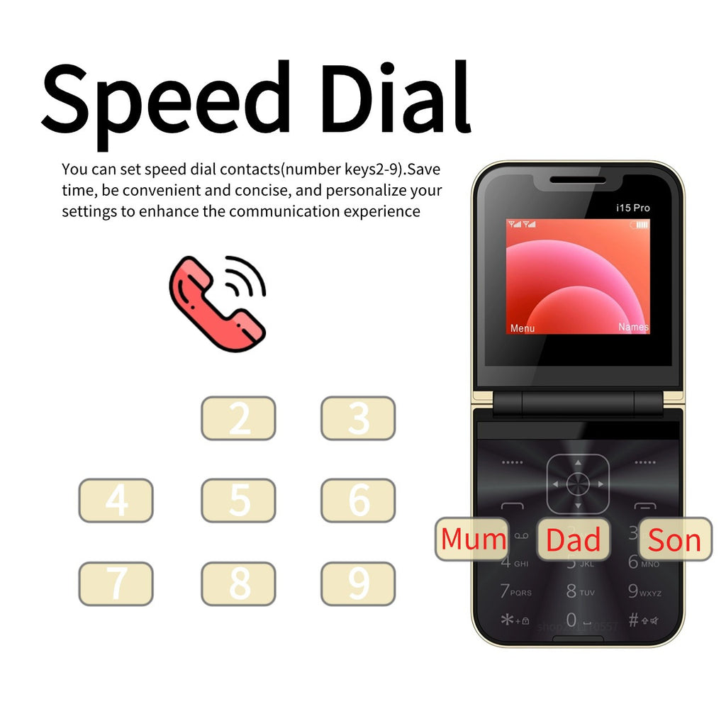 Wholesale Hot Selling Foldable Mobile Phone for Elderly Bluetooth Dialing Student Backup Feature Phone Card Phone Foldable