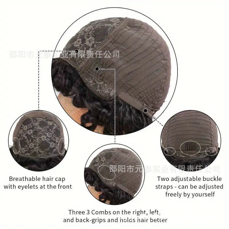 Bouncy Curly Human Hair Wig With Bangs Curly Synthetic Wigs