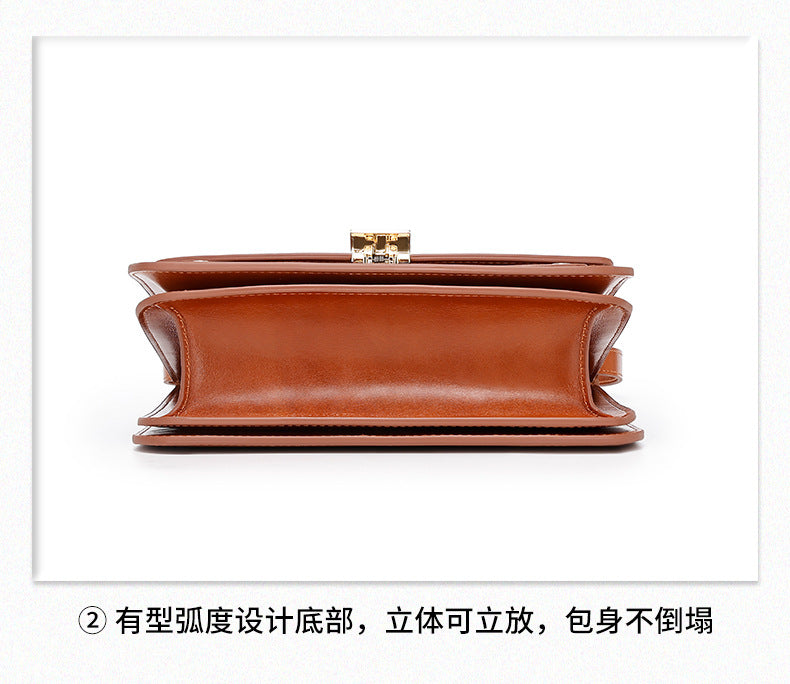 Melard Style Design Top Layer Cowhide Tofu Single Handle Bag Fashion Women's Bag Single Shoulder Crossbody Bag Niche Small Square Bag