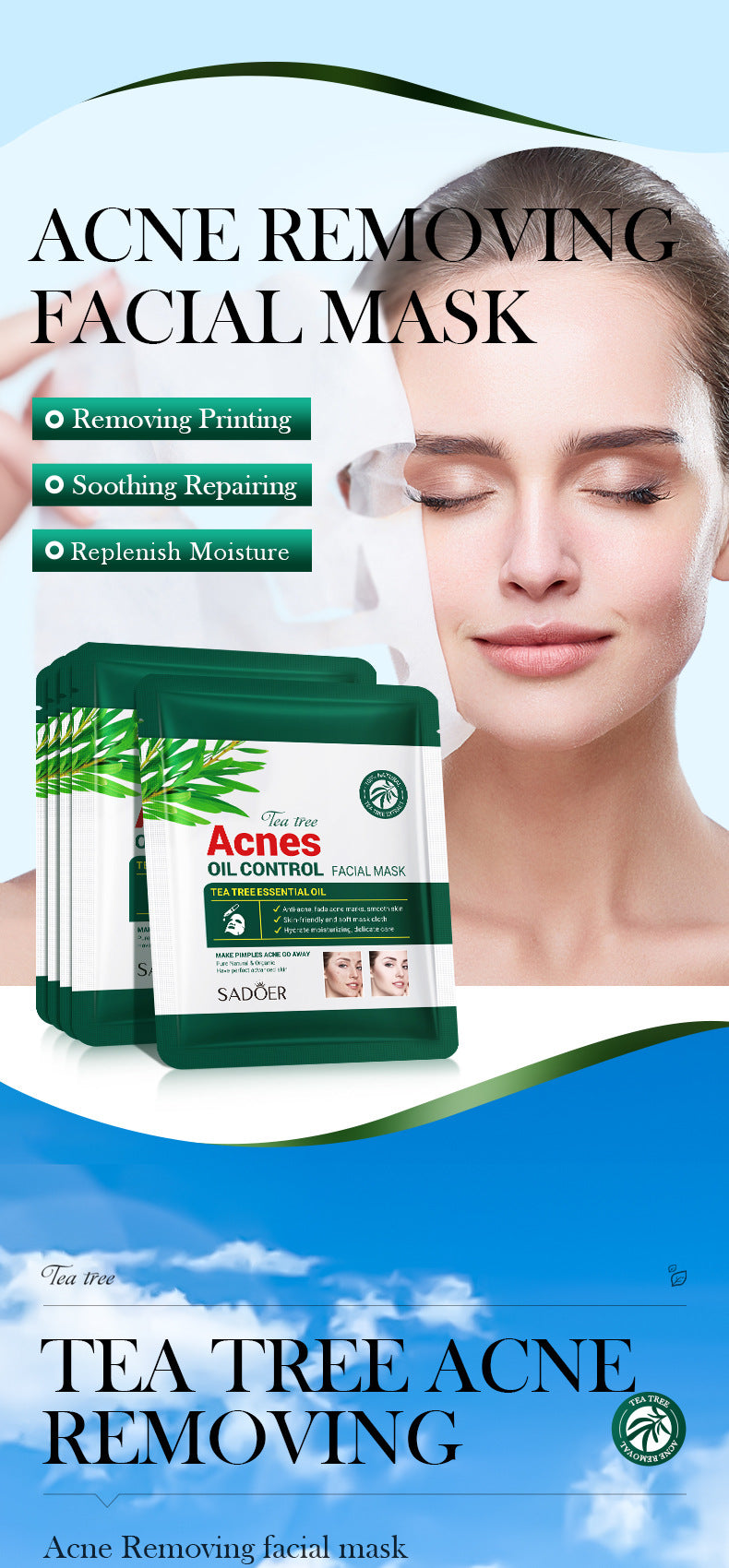 Tea Tree Facial Mask25g SADOER Refreshing Moisturizing Tablets for  Wholesale