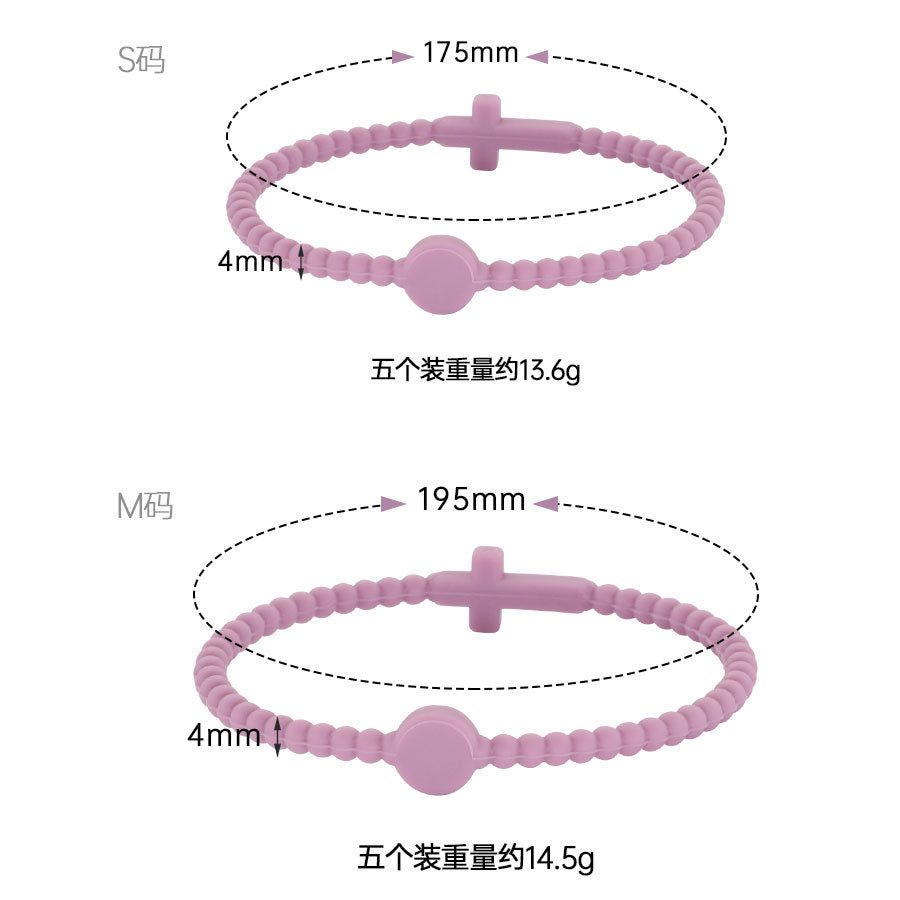 Macaron Color Bracelet Summer Simple Versatile4mm Small Cross Wristband Children's Silicone Bracelet Bracelet